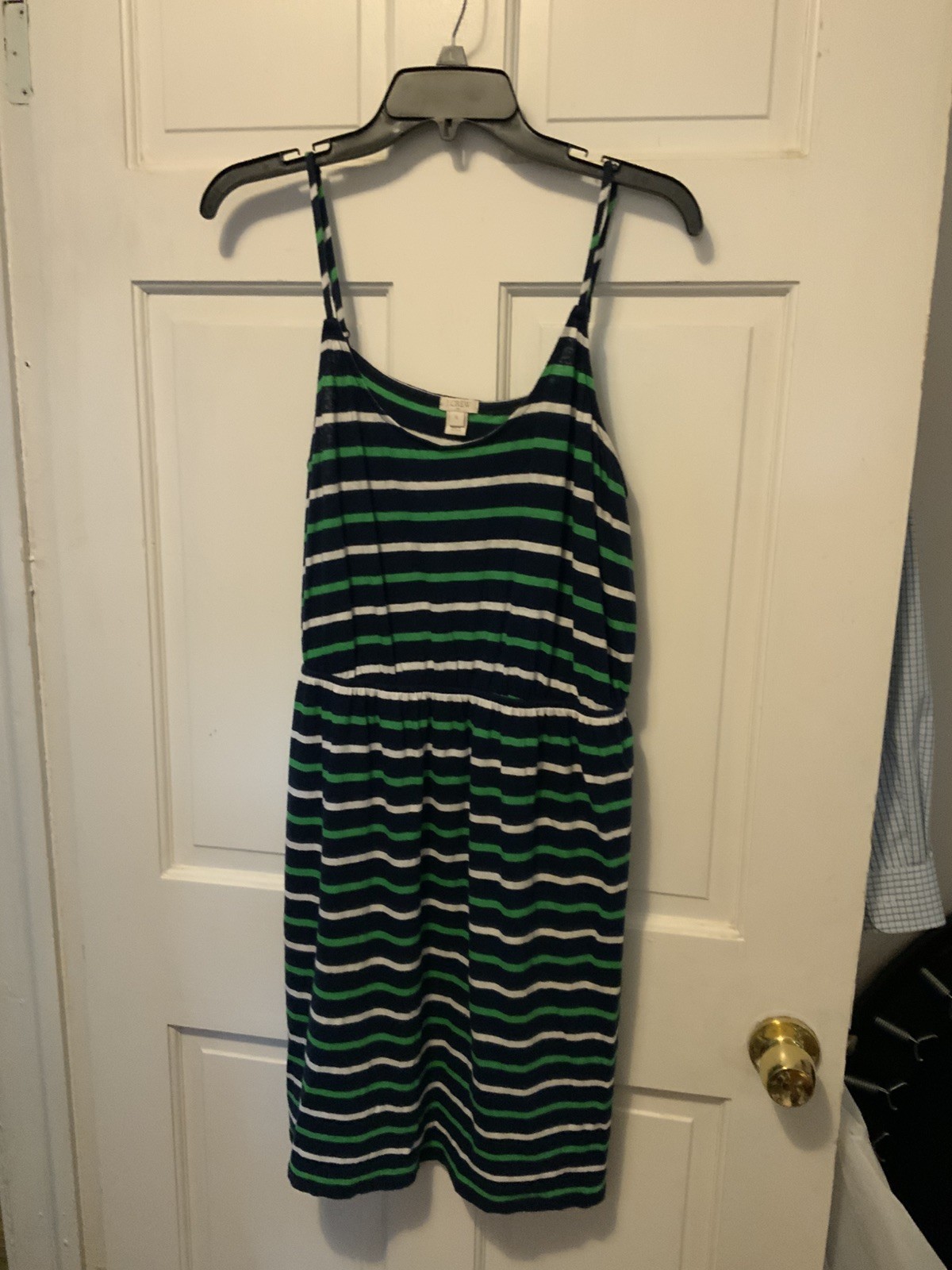 J Crew Women’s Dress Blue Green White stripe Sz XL Babydoll Dress