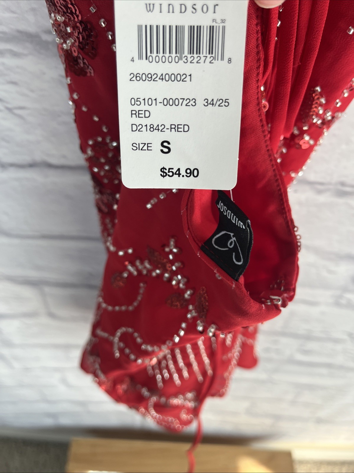Windsor NWT Y2K Glam Red Sequin Beaded Lace Up Formal Party Mini Dress Small