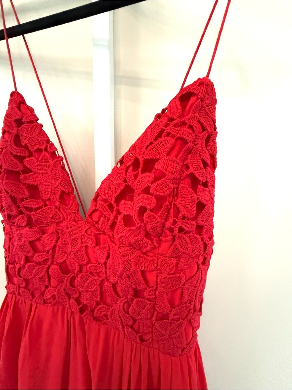 The Jetset Diaries Private Beach Maxi Dress Red Lace Slit Size L NWT