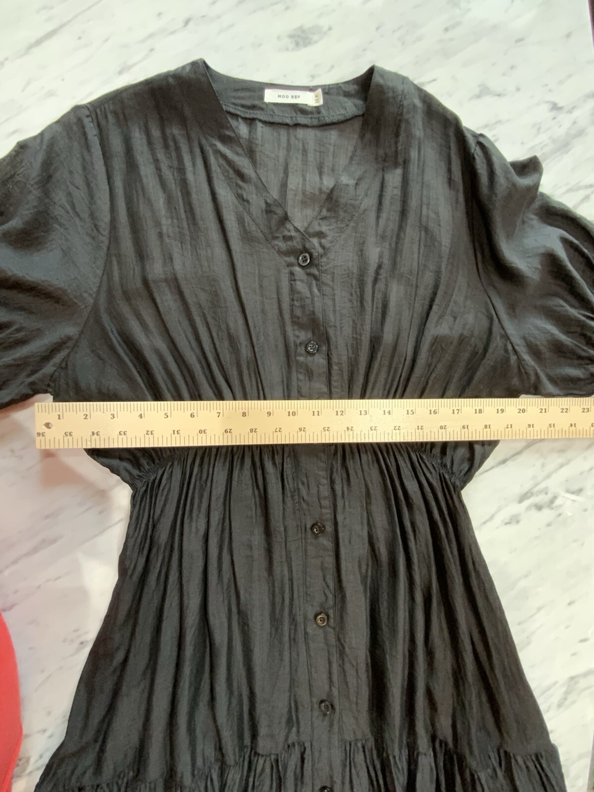 Mod Ref Dress Size XL Black Bohemian Style Loose Relax Fit Sleeves Buttons