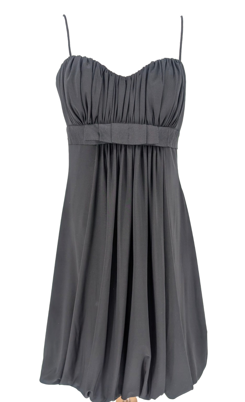 VTG Y2K Black Bubble Hem Babydoll Sweetheart Pleated Bow Hoco Coquette Dress 8