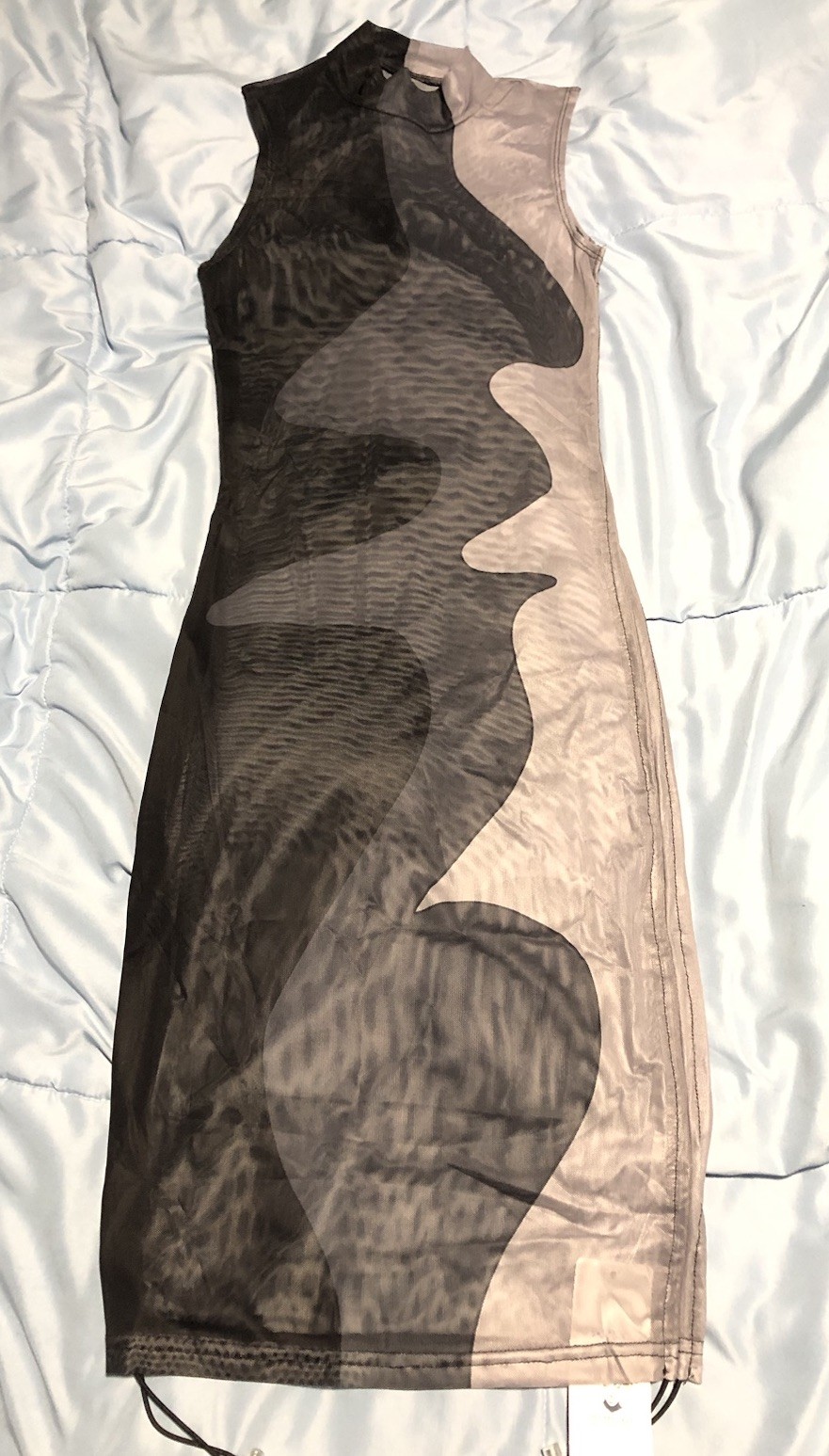 Women’s Sheer Mesh Dress Do Myself See Through Evening Dress Size M Black & Gray