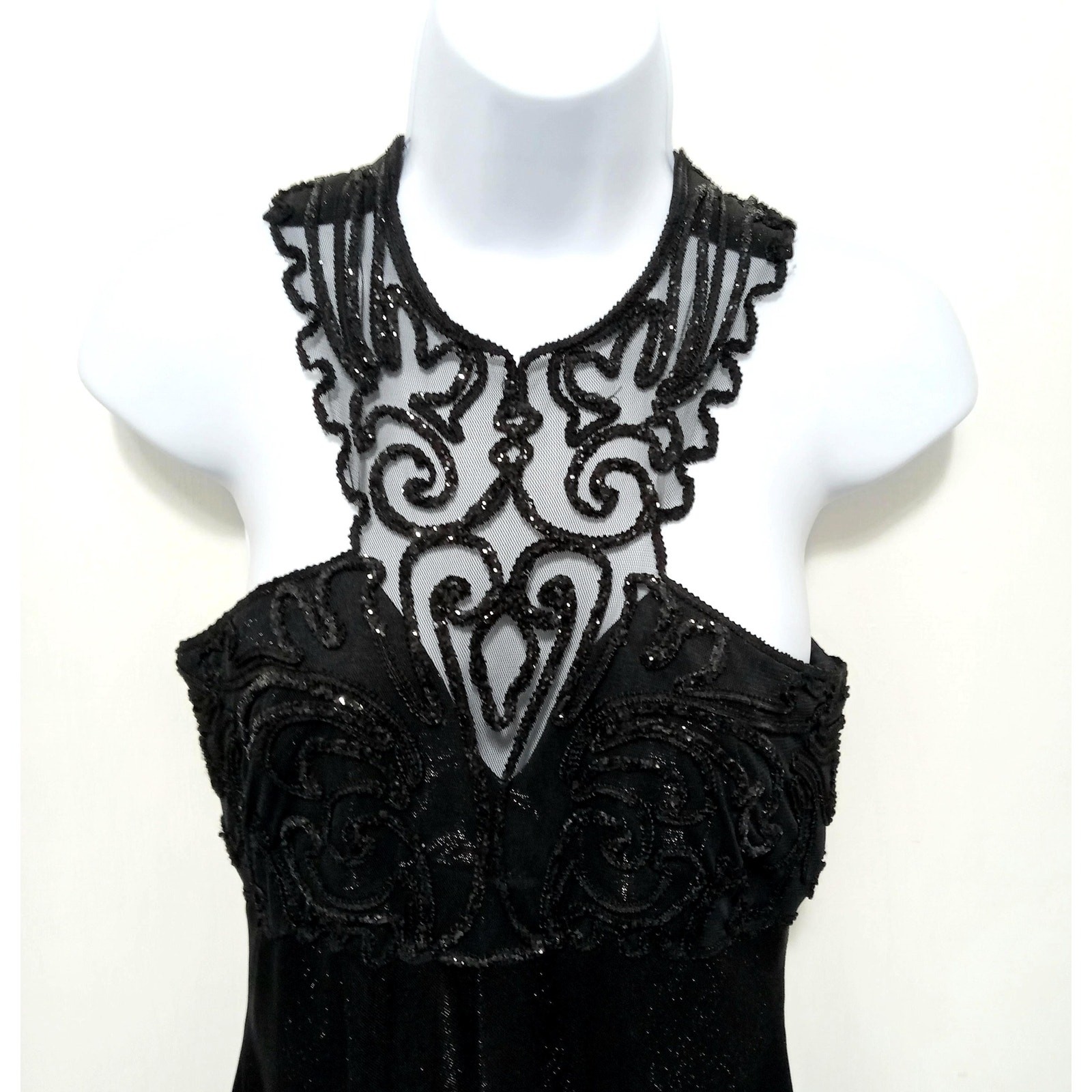 Alfred Angelo Black Sequin Gown: Elegant Formal Dress, Size 9/10