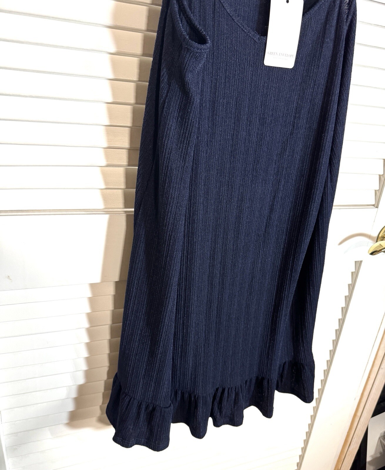 Green Envelope Dress Los Angeles Size Large Blue Ribbed Beach Cover Women NWT