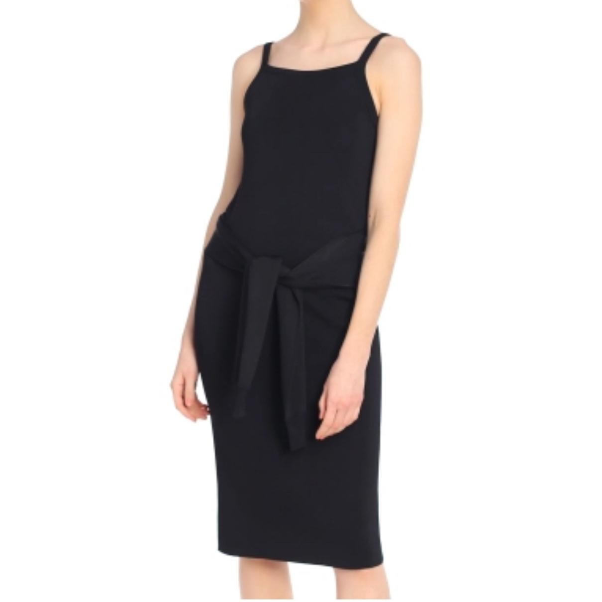 NWT Helmut Lang Black Knit Tie Waist Dress Size S Midi Minimalist Designer