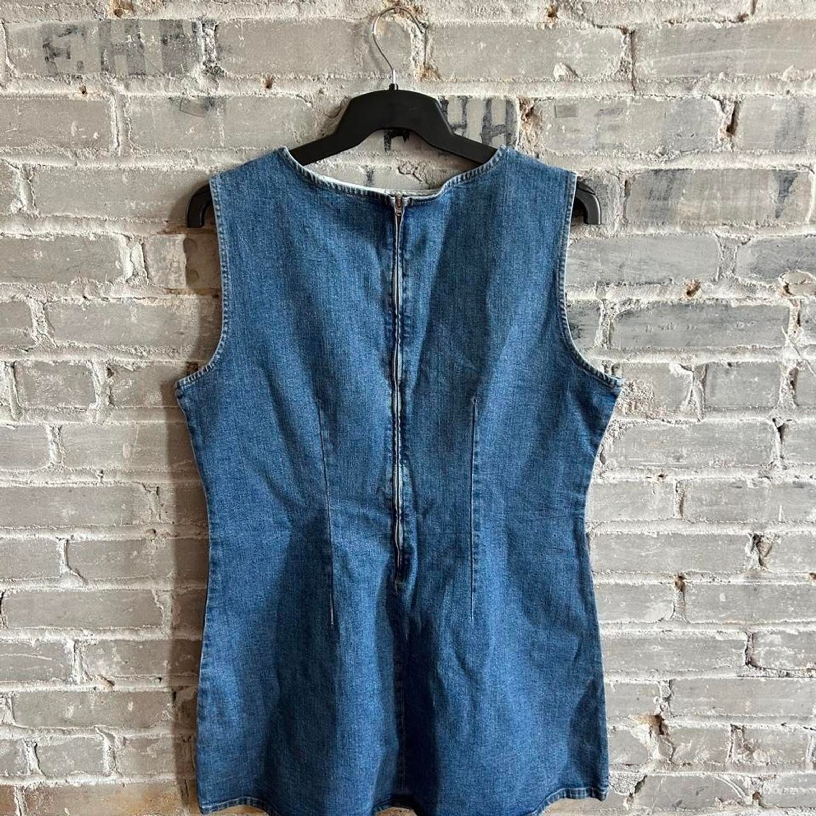 ASOS DESIGN Sleeveless Denim Mini Dress Blue Back Zip Size US 12 / Large