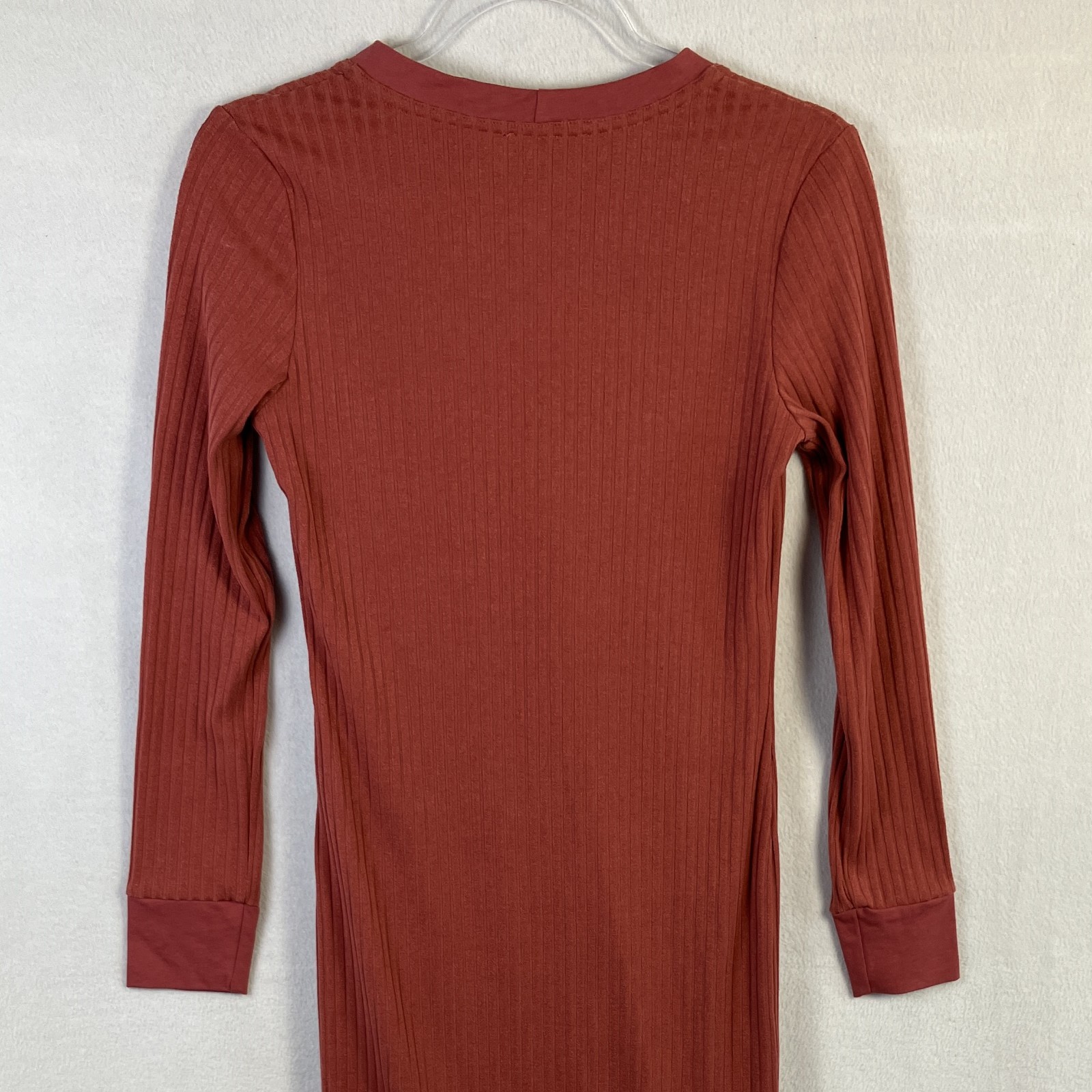 Bobi Black Los Angeles Ribbed Button-Front Midi Dress Women’s Size S Terracotta