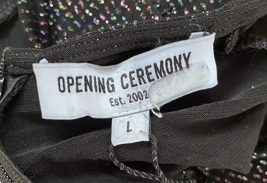 Opening Ceremony Elegant Black Sparkle Dress mini long sleeve size Large