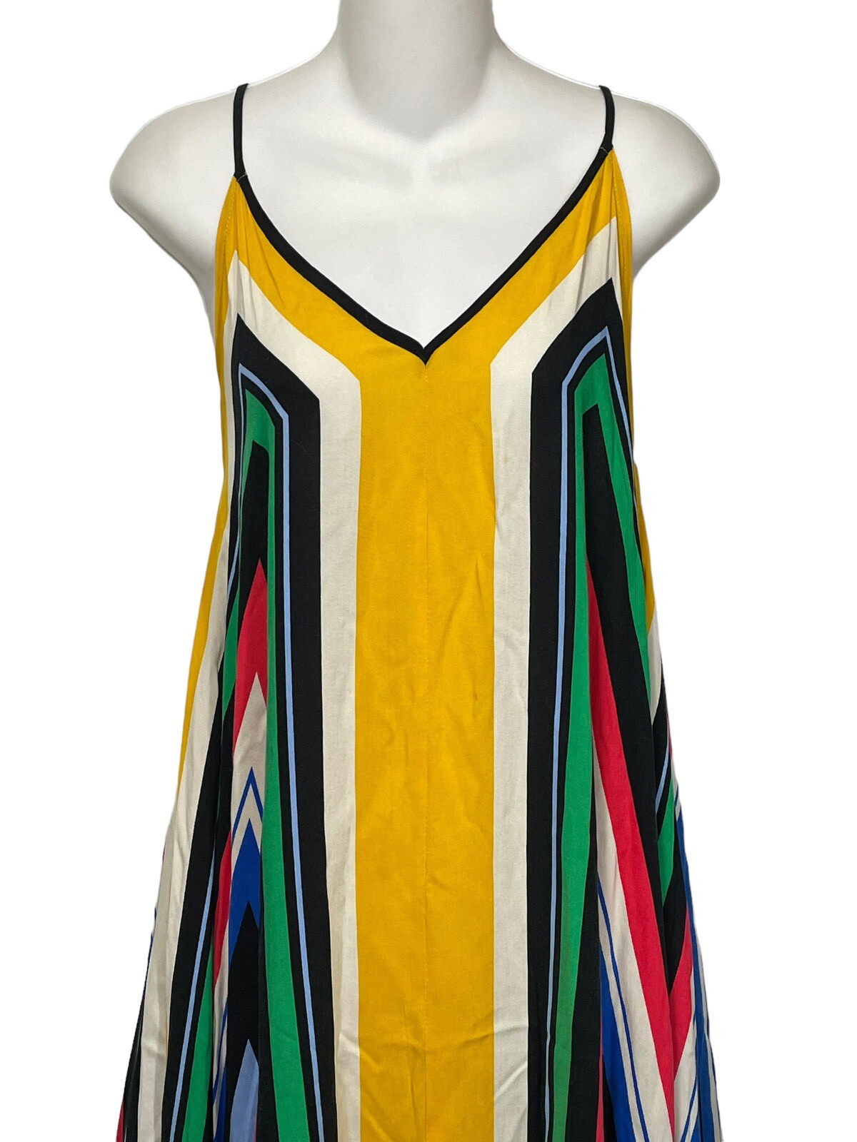 Jealous Tomato Dress Medium Bold Multicolor Rayon Handkerchief Hem Maxi Sundress