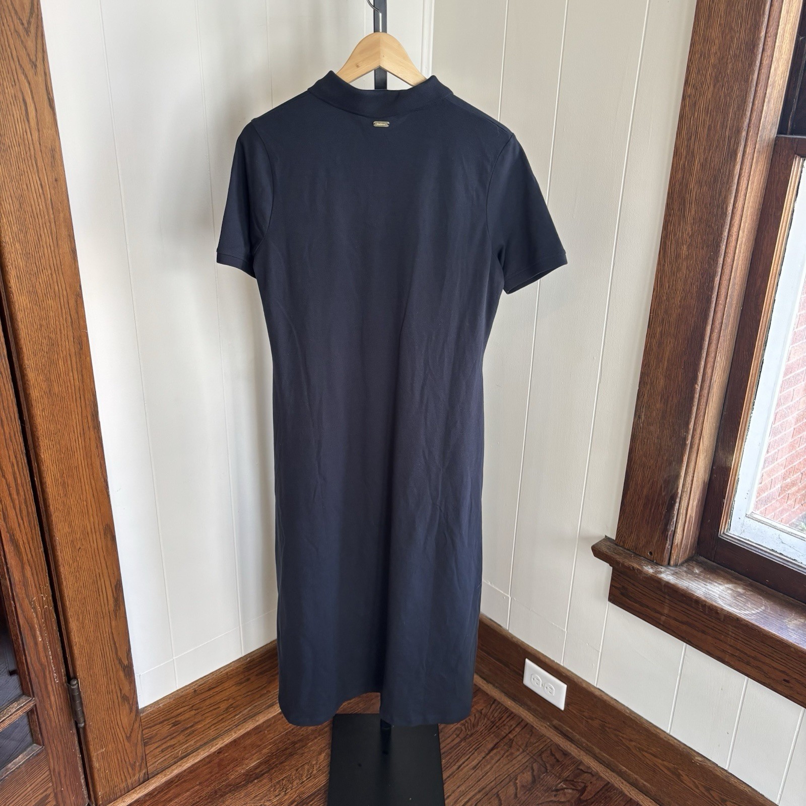 Barbour Women’s 8 Celeste Midi Polo Dress Navy Stretch Cotton Fit & Flare NWT