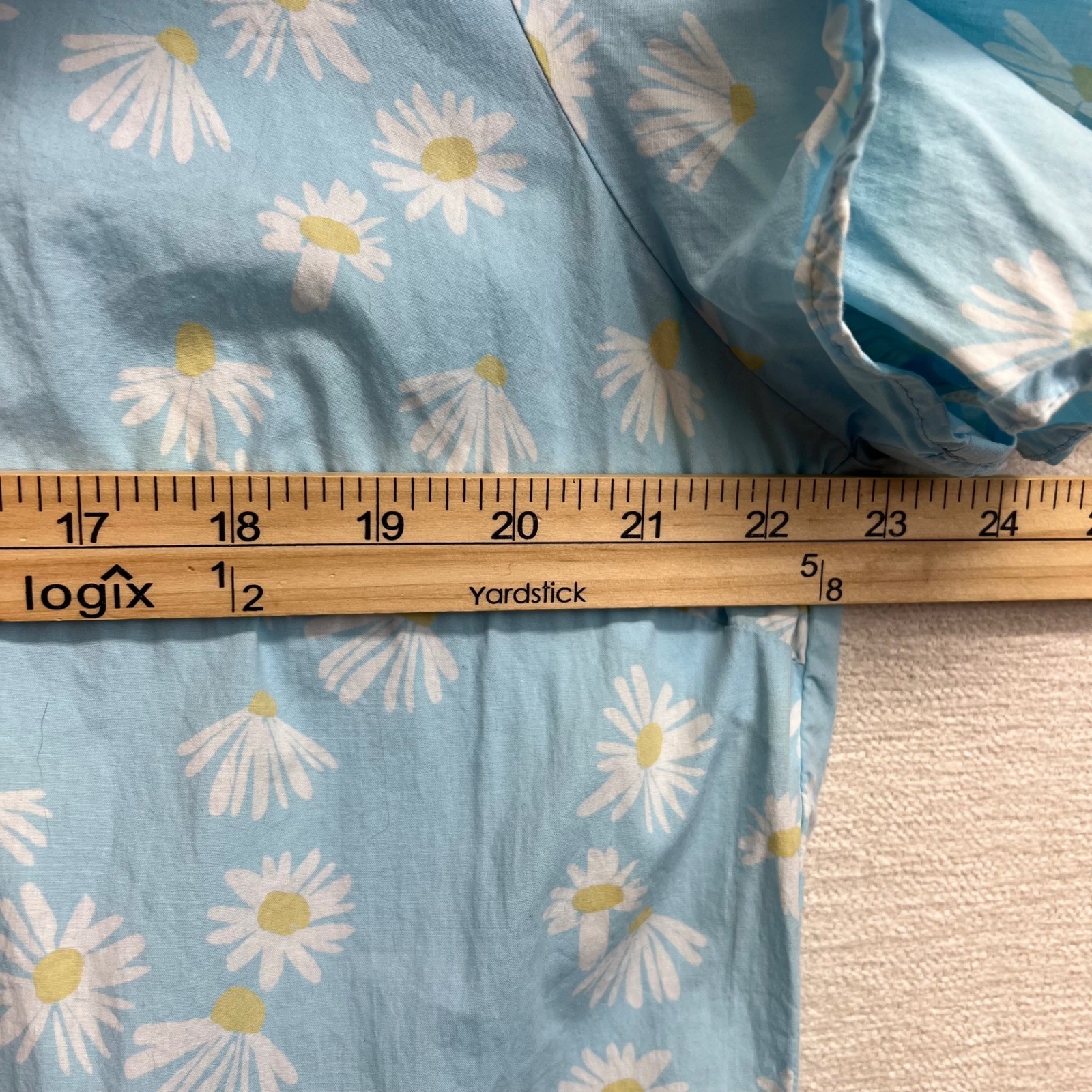 Simply Southern Blue Daisy Print Ruffle Tiered V Neck Dress Size L
