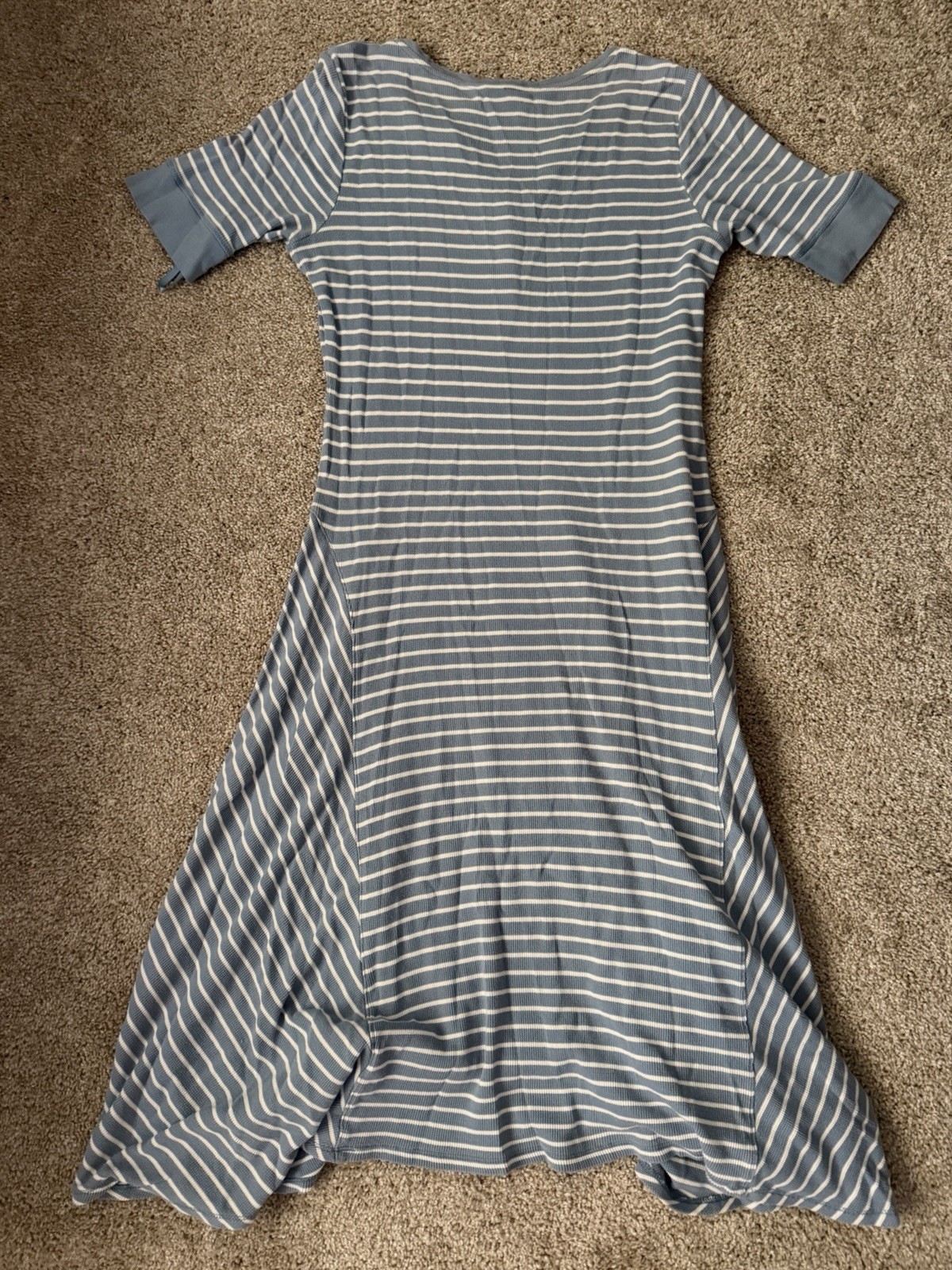 Lauren Ralph Lauren Blue/White Striped A-Line V-Neck Midi Dress XL Tall