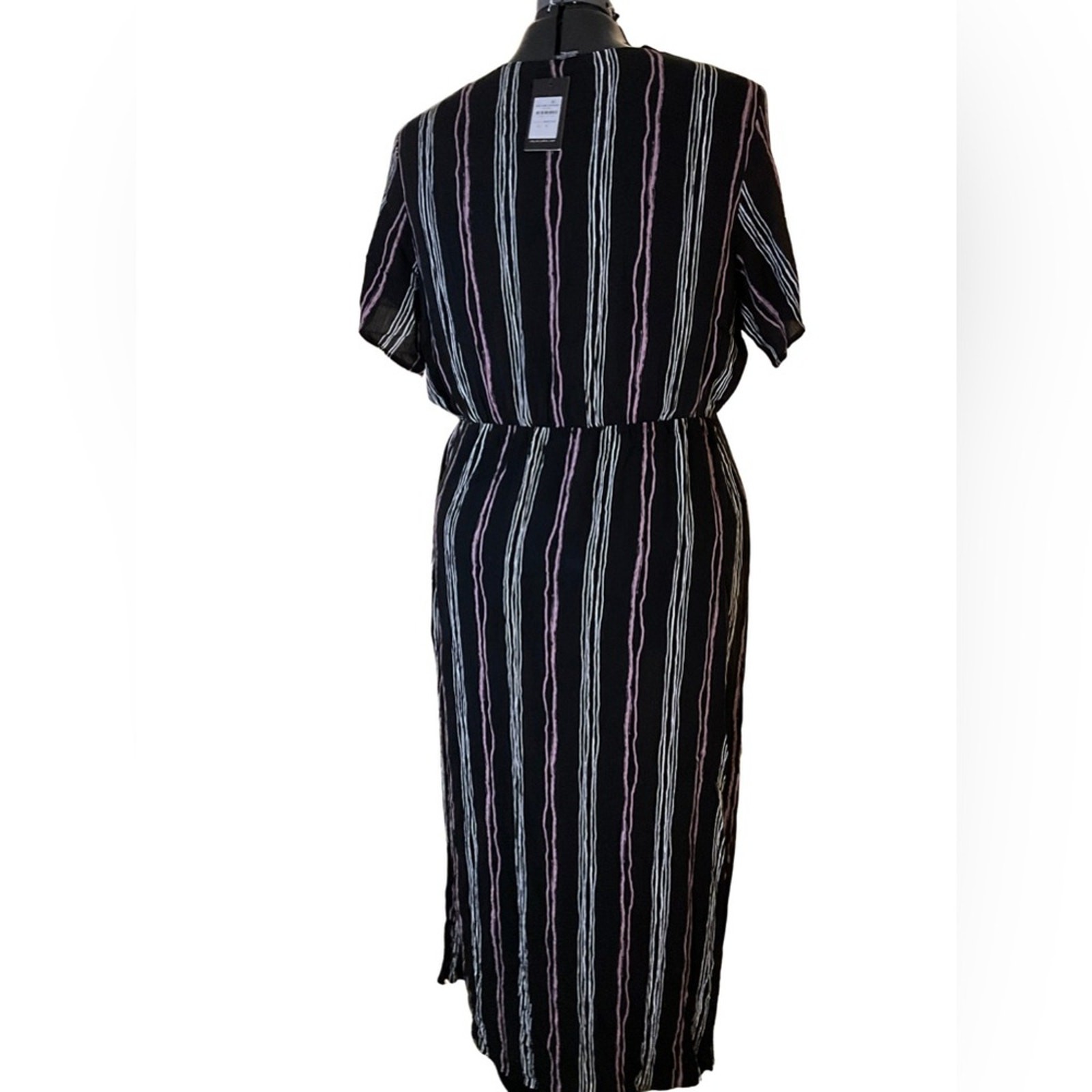City Chic Maxi Knot Stripe Wrap Dress 18W dark Romance moody beach resort NWT