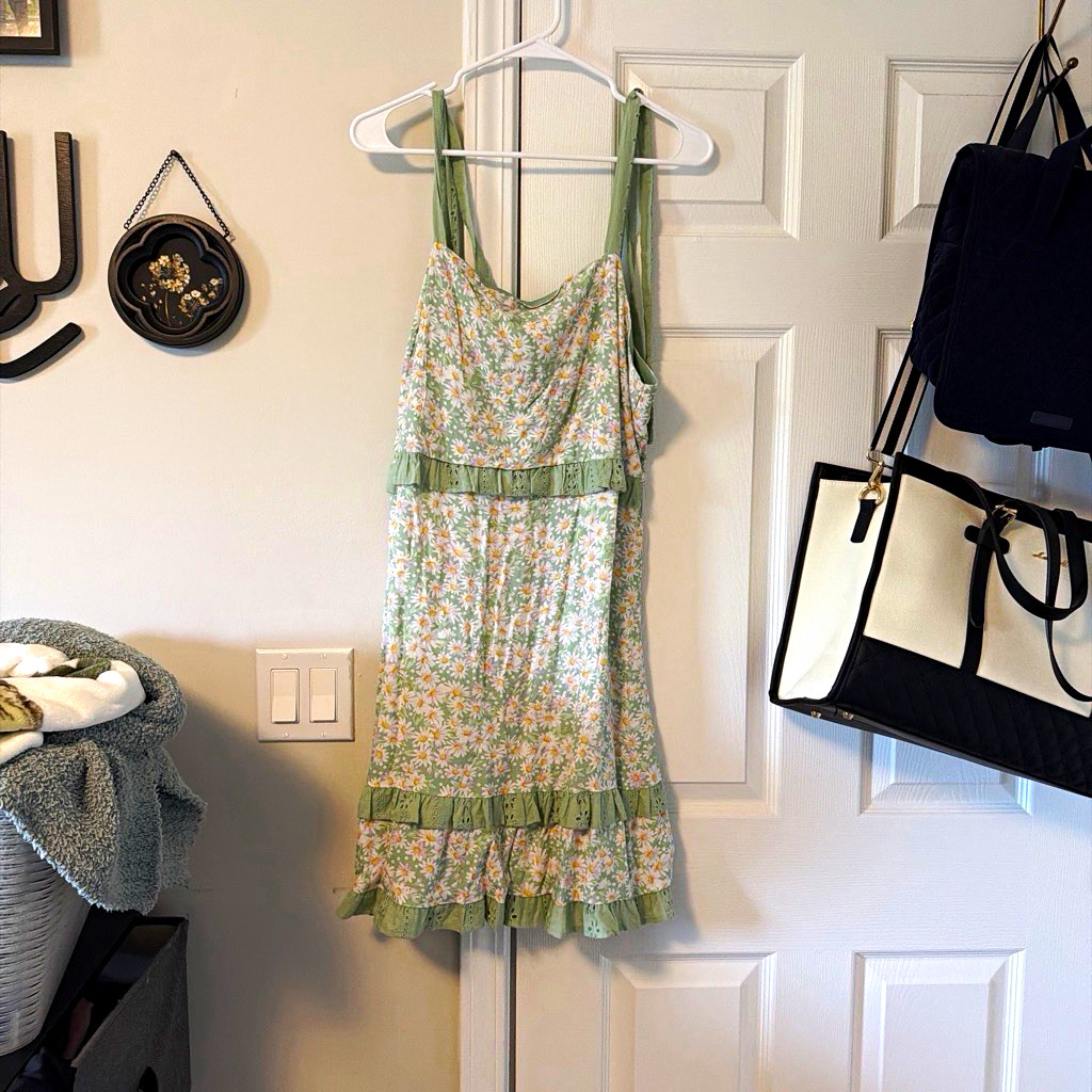 Live to be Spoiled Women’s Floral Chiffon Sundress Ruffle Straps XXL
