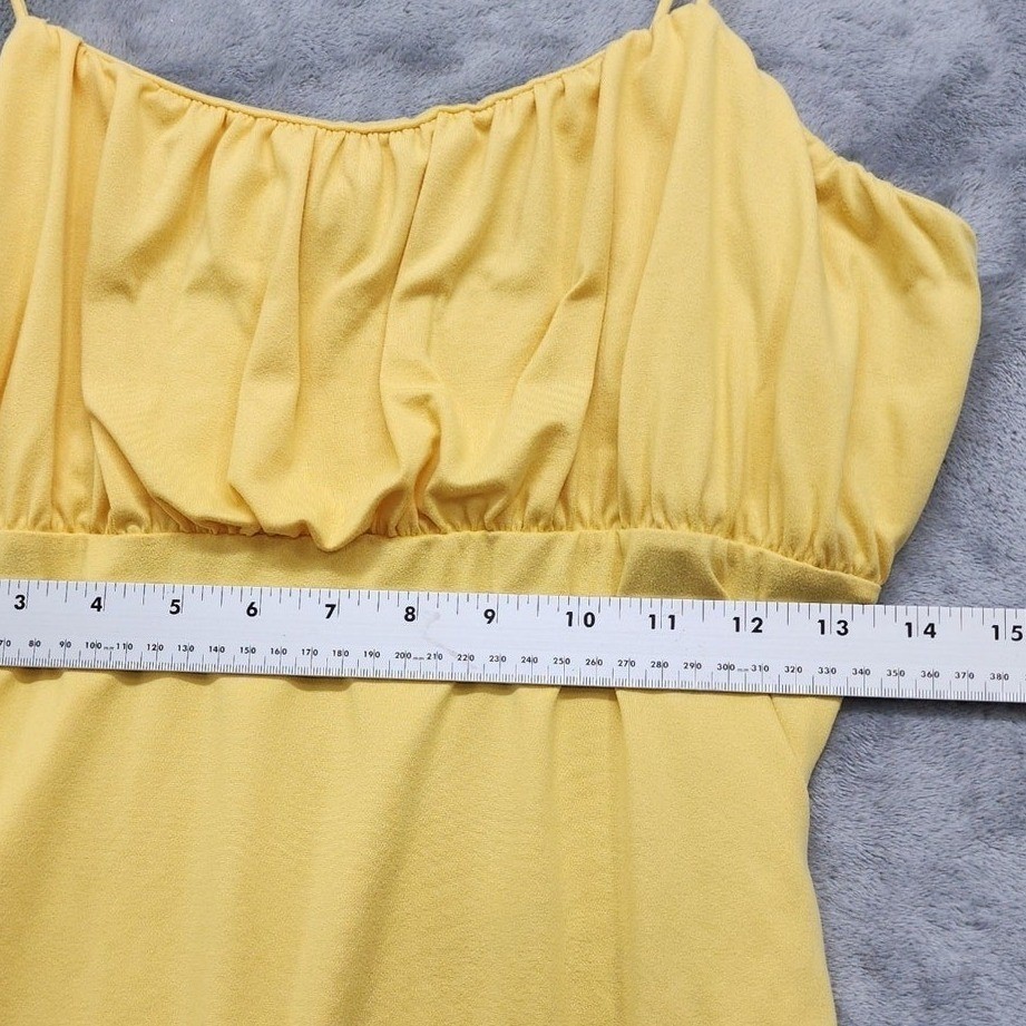 Rue 21 Dress Size L Yellow Spaghetti Straps Side Ruched Bodycon Midi Stretch