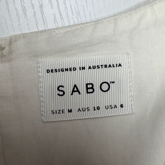 NWOT Sabo Minna Button-Up Ruched Balloon Sleeve Mini Dress White 6