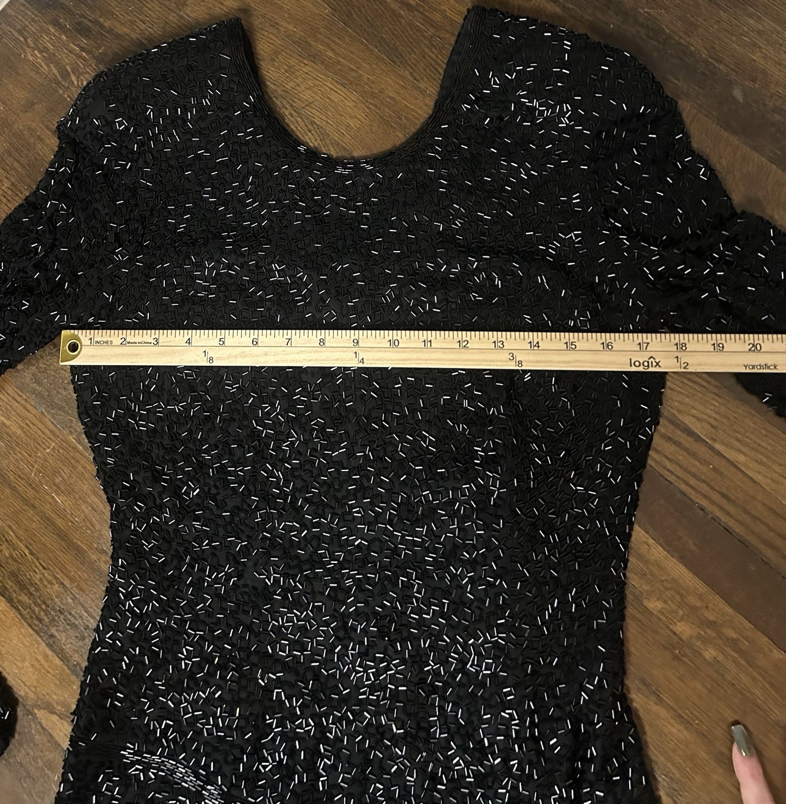 Blacktie Oleg Cassini Black Beaded Dress 100% Silk Size 10. Holiday party event