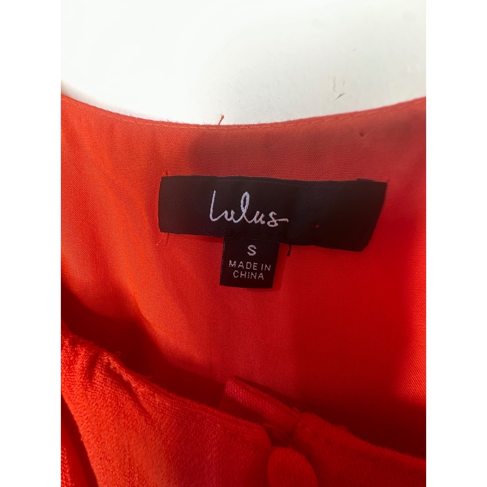 Lulus Mini Dress Women Size S Orange Red Excellent Puff Sleeve Button Front