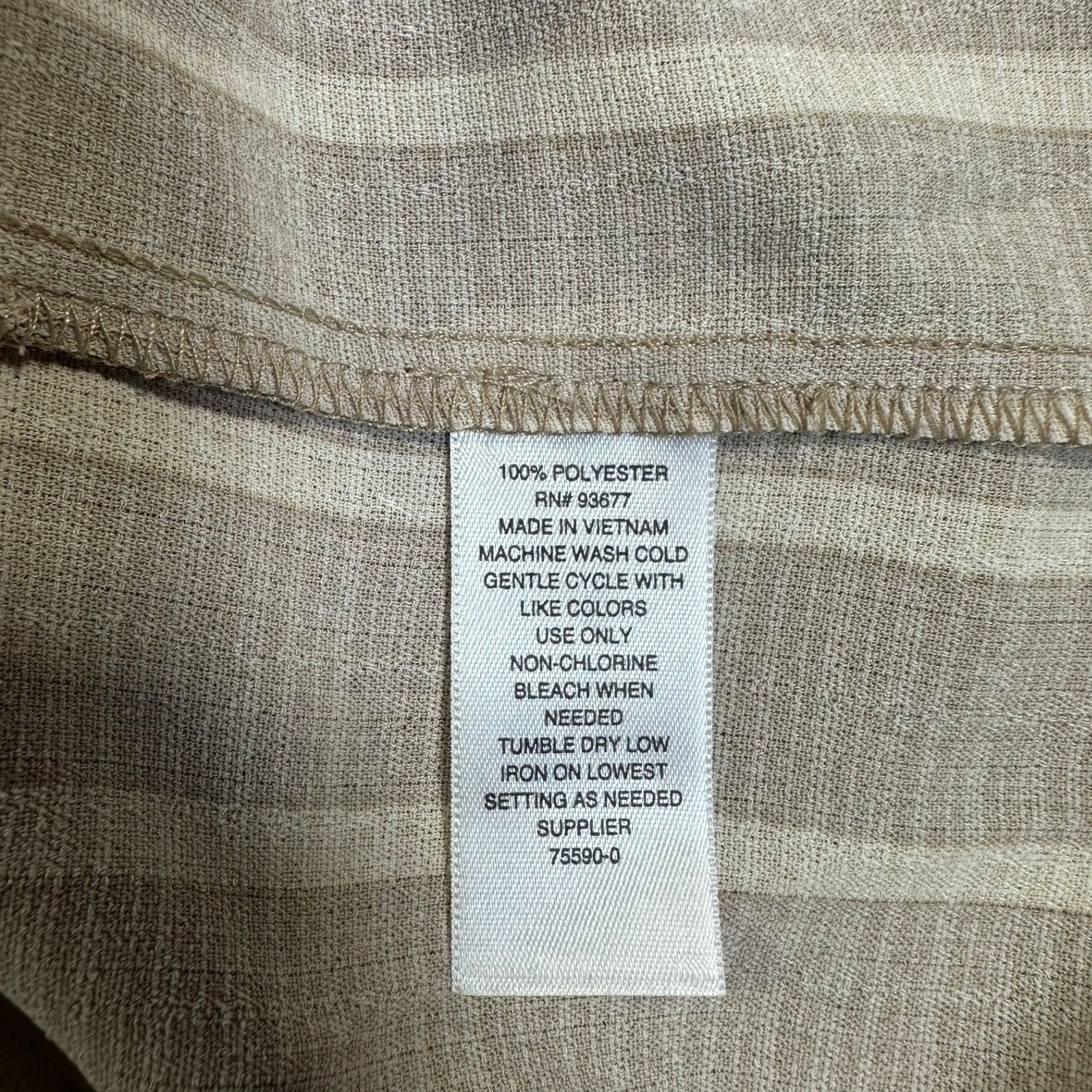 Worthington Womens XS Tan Striped V-Neck Puff Sleeve Tie-Waist Dress NWT