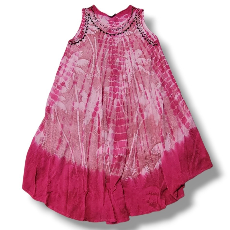 Vintage Just Cruising Dress Free Size Palm Tree Tie Dye Dress Sun Dress Bohemian