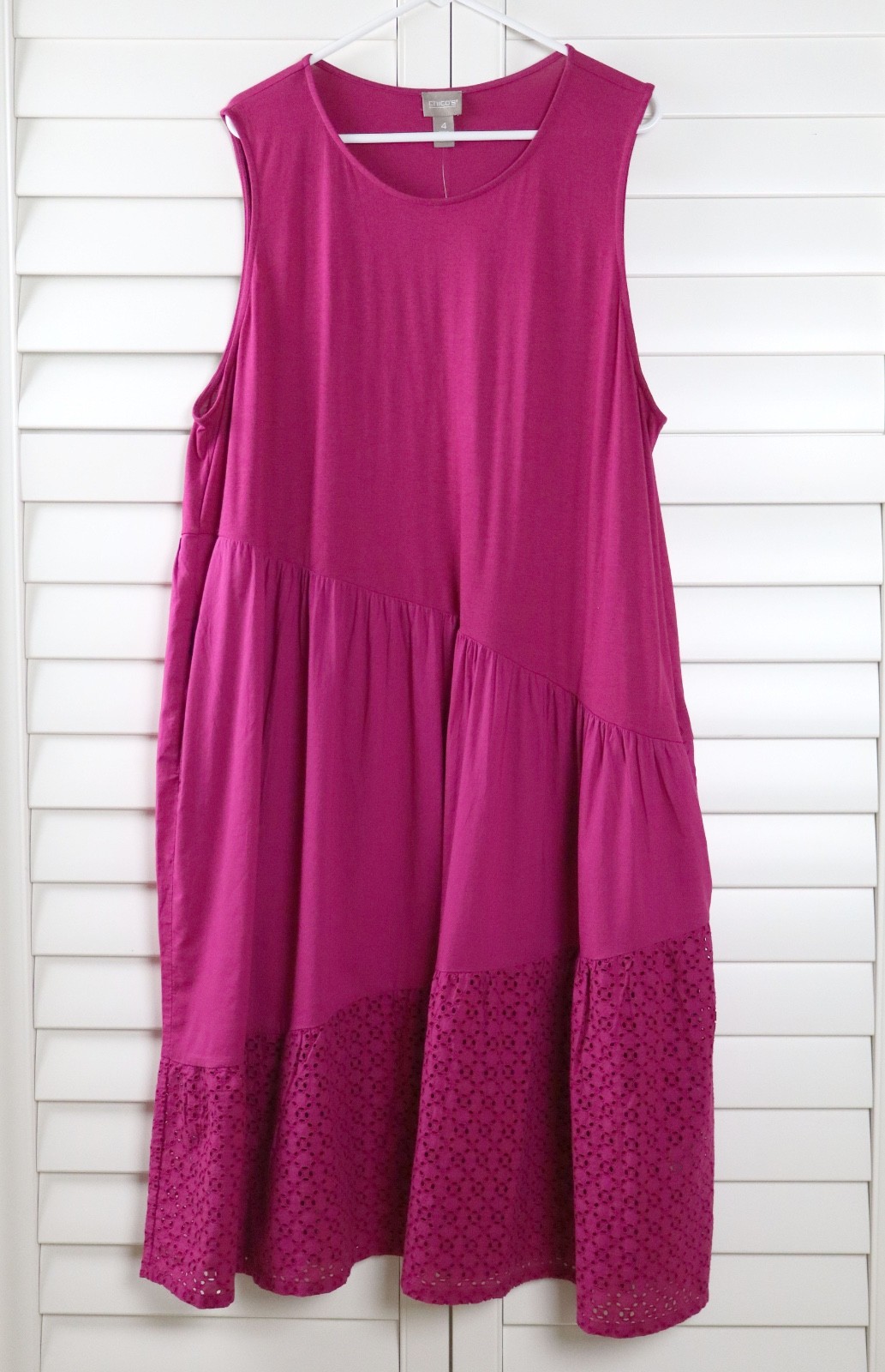 CHICO’S Outlet NWT $98 Asymmetric Mixed Tiered Tank Dress Size 4 2XL / XXL