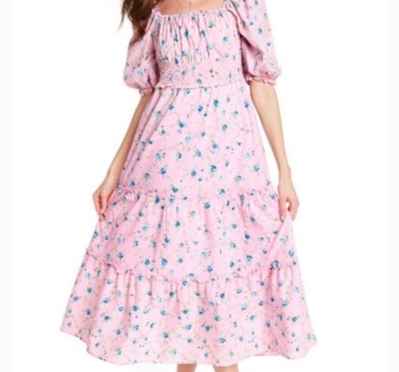 NWT LoveShackFancy x Target Sabine Pink Floral Maxi Dress Cotton Ruffle XXS P