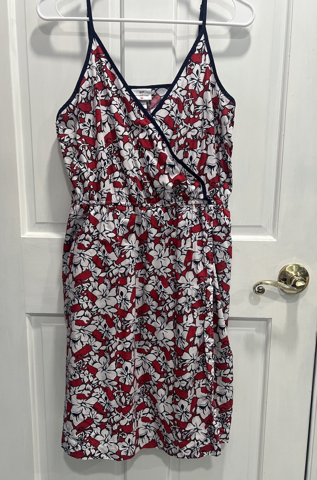 VINEYARD VINES for Target Red White Blue Hibiscus Dress SIZE MEDIUM Pre Loved.
