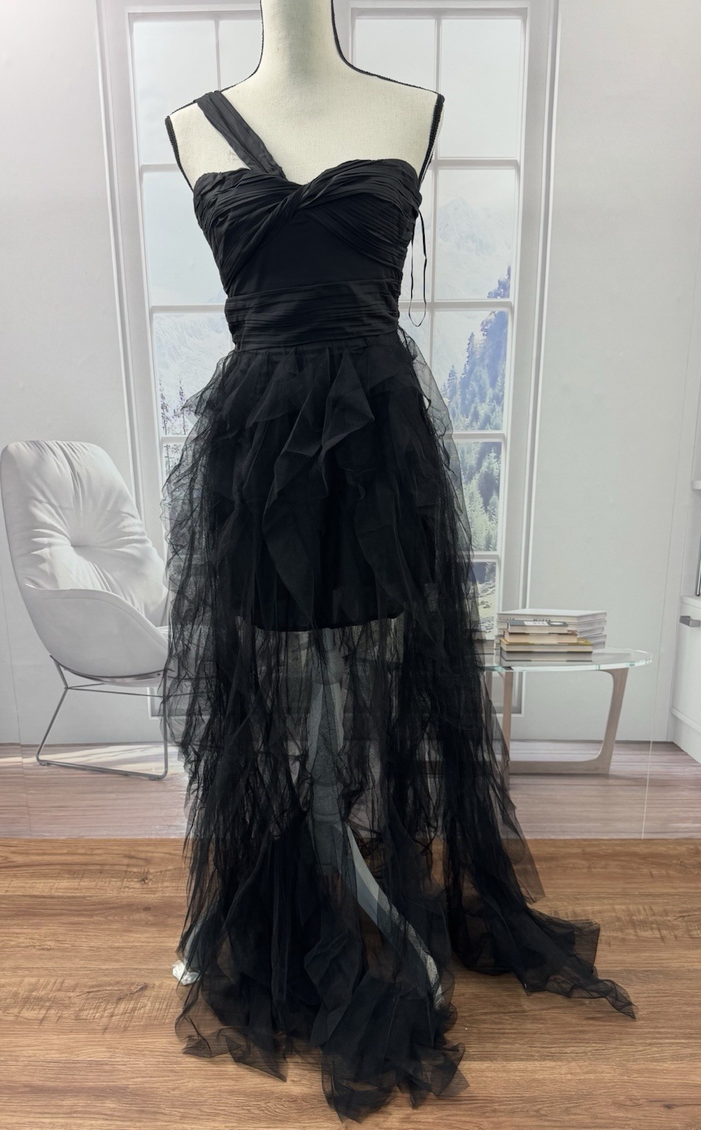 Hello Molly LAVISH STYLE TULLE MAXI Black Evening DRESS Sleeveless Size US 2/XS