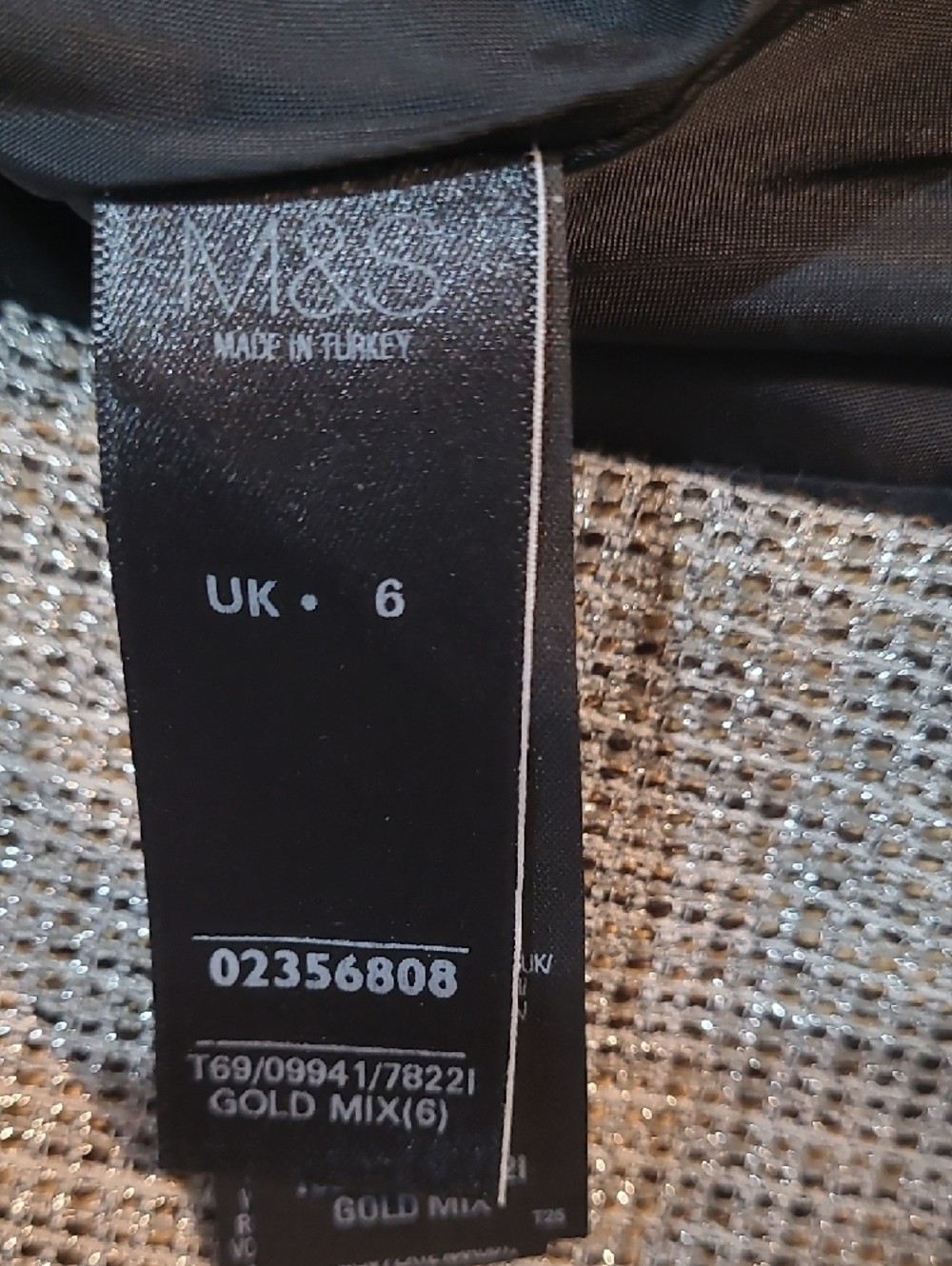 M & S Limited Edition Sleeveless Tweed Shift Dress with Black Faux-Leather Trim