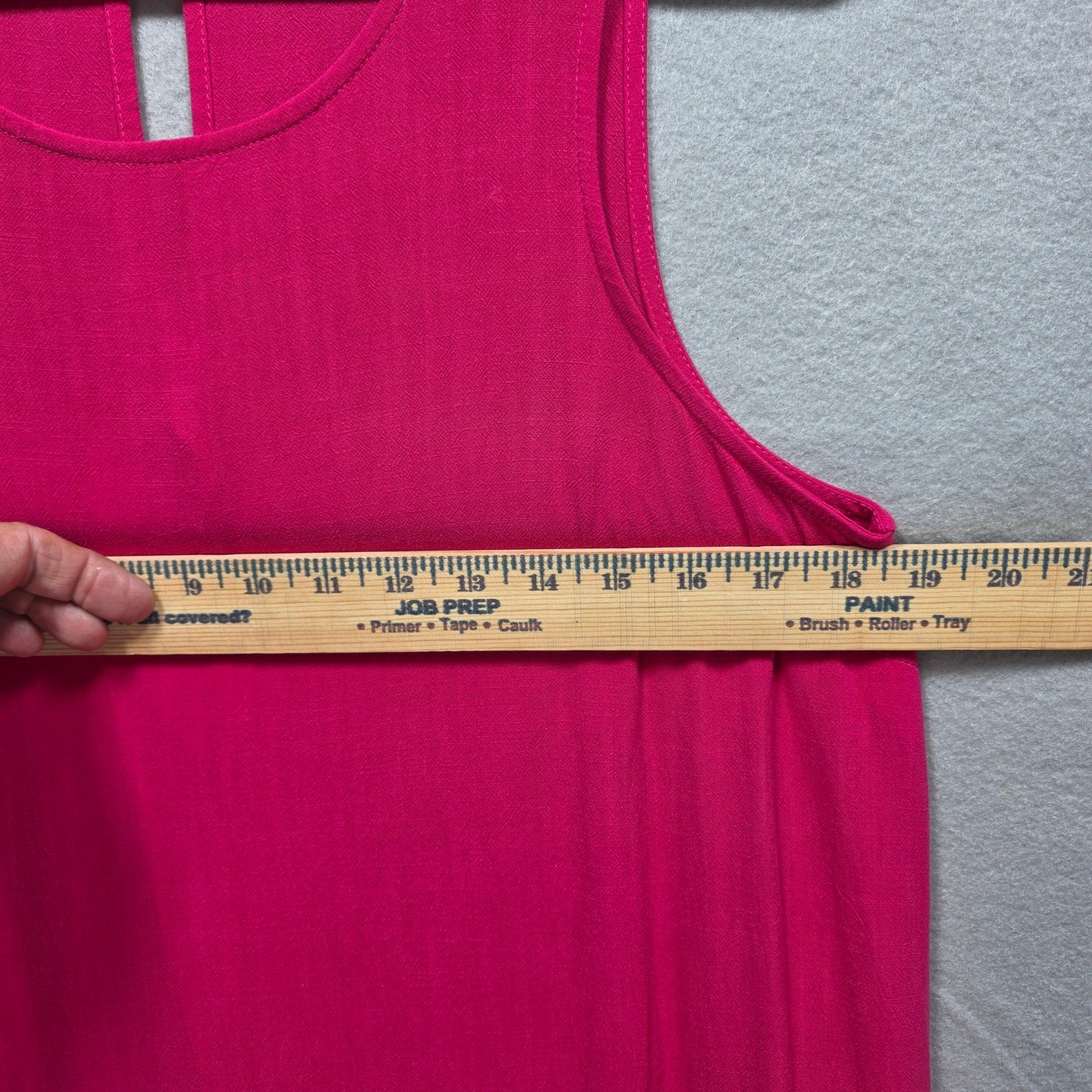 Falls Creek Pink Rayon Linen Tiered Maxi Dress Sz M High Low Trapeze Sleeveless