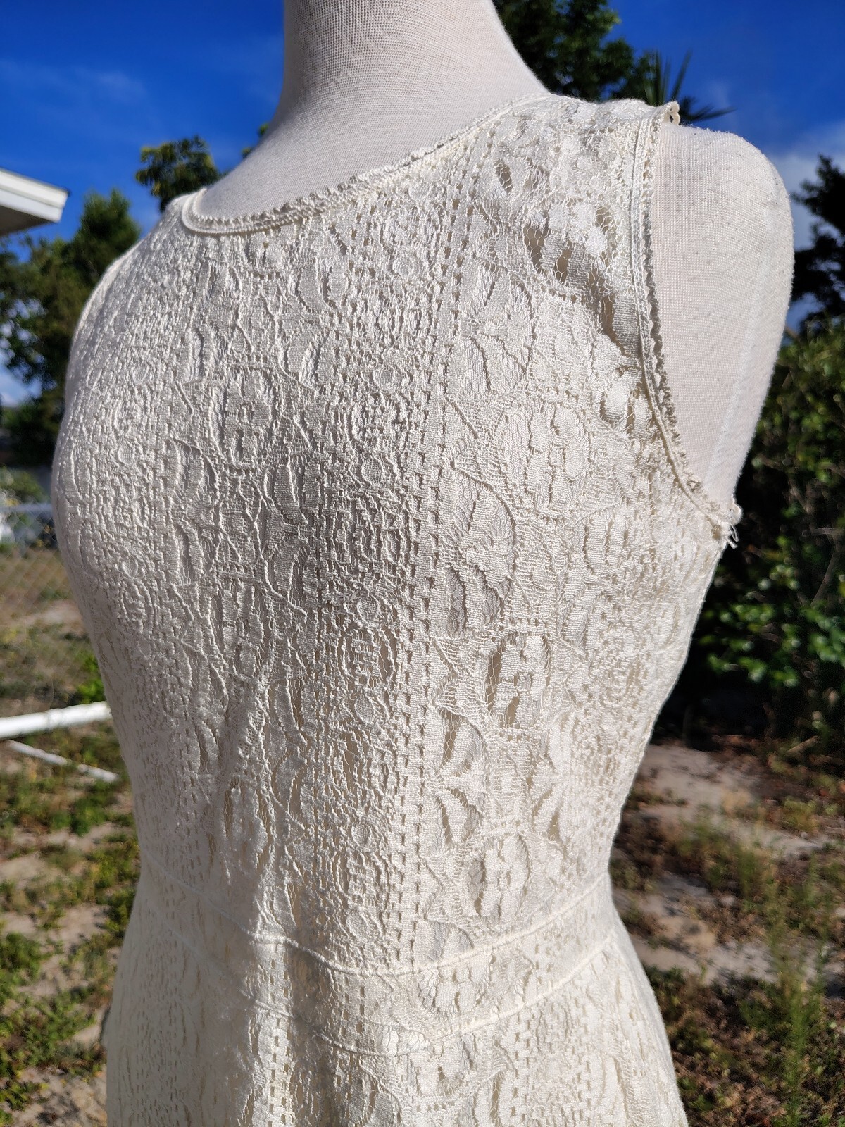 Japan Cream Lace Dress A-Line Size Large