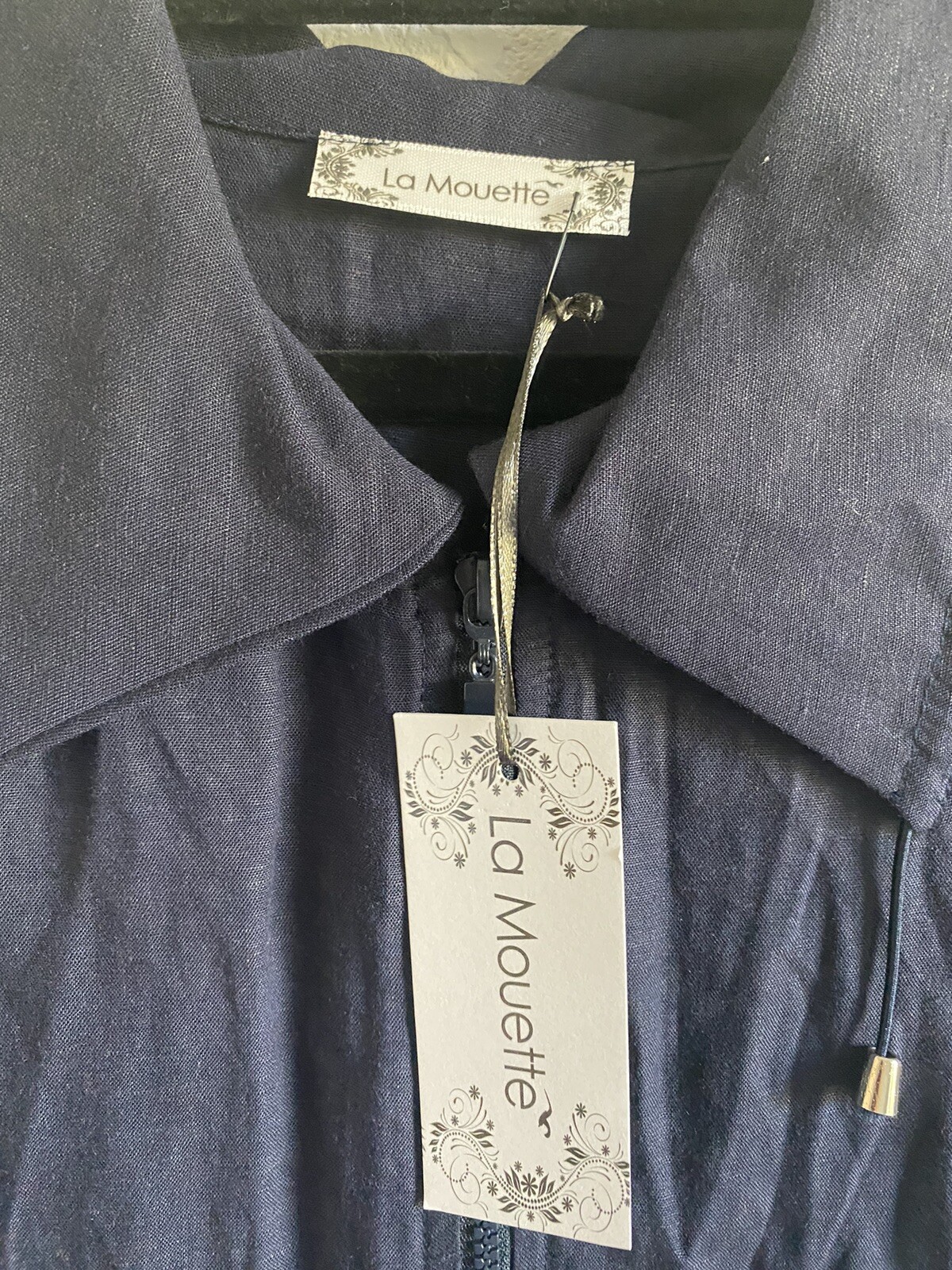 Pretty Plus Sz 2X/3X La Mouette Womens Navy Casual Dress – linen Viscose