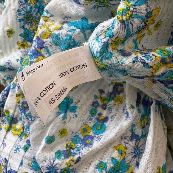 Poupette St. Barth || Aria A-line Mini Dress in Blue Waves Flowers M/L