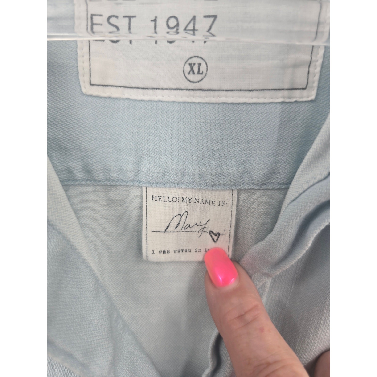 Frank & Eileen Mary Light Blue Distressed Denim Button Shirt Dress Size XL