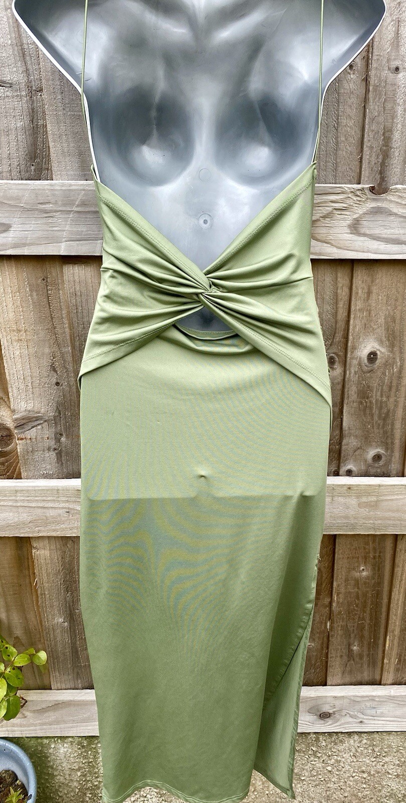 Stunning Green SHEIN Medium Lycra Feel Stretch Fitted Sexy Dress With Side Slit