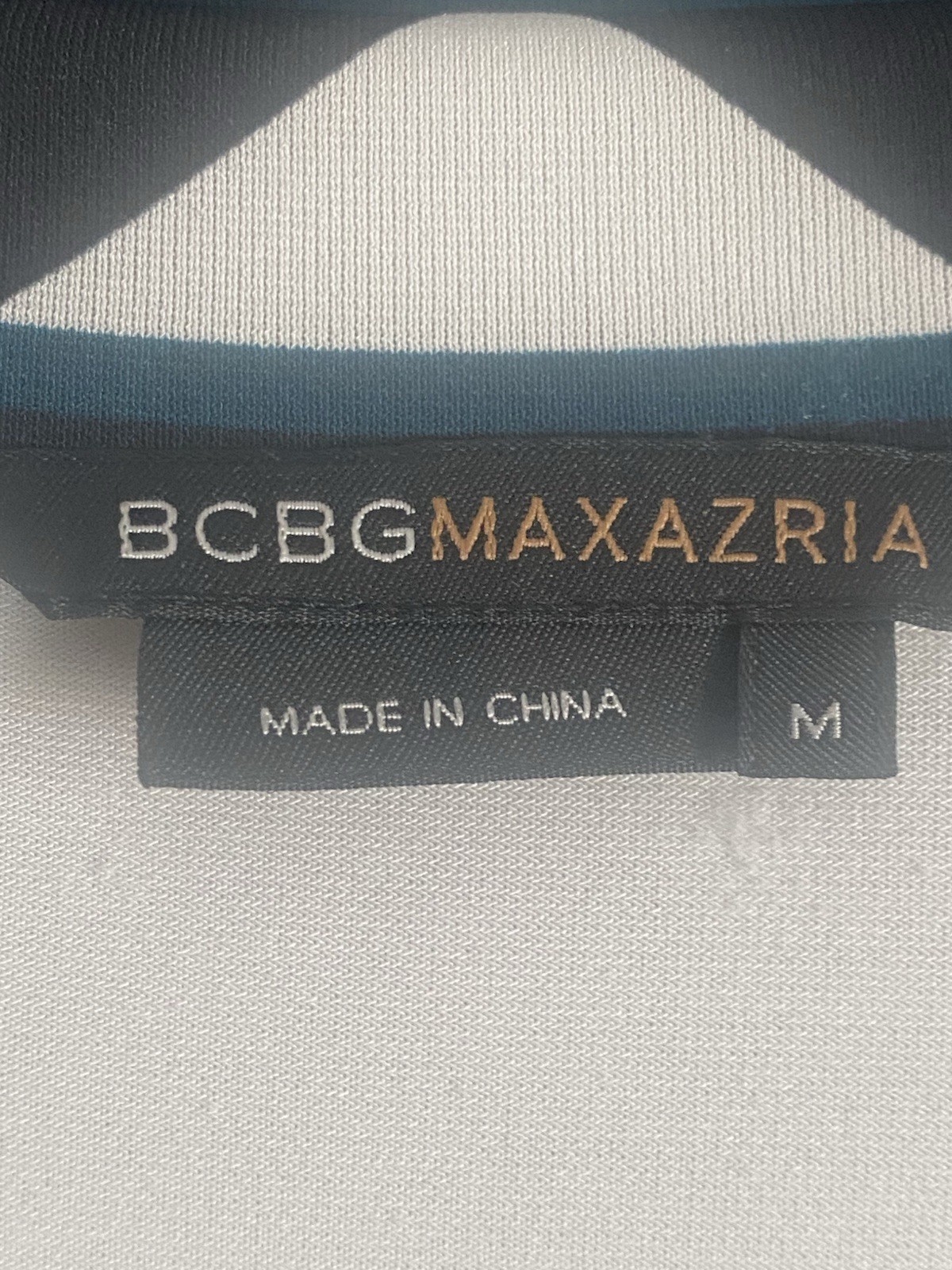 NWOT BCBGMAXAZRIA Black/Ivory Geometric Print Matte Jersey Knit Dress. Size Med.