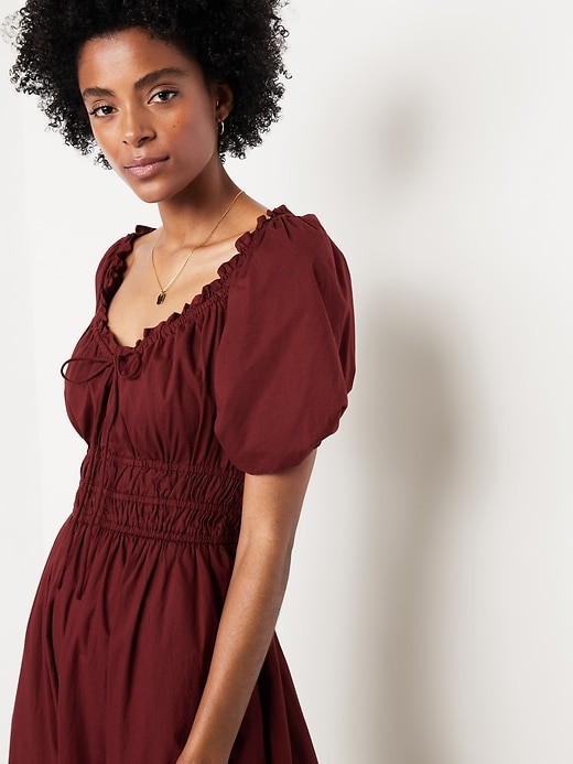 NWT Old Navy Fit & Flare Puff-Sleeve Midi Dress Size M/T In Clove