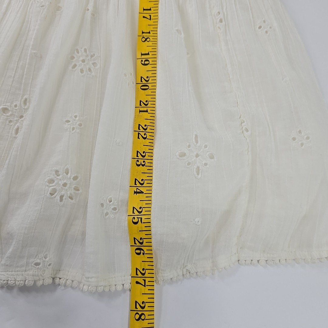 AERIE White Eyelet Embroidered Tiered Sundress SZ M Cotton Lace Trim Boho Summer