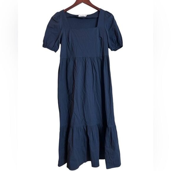 Mod Ref Zaria Maxi Dress Navy Blue Size Small Cotton Spandex Spring Summer