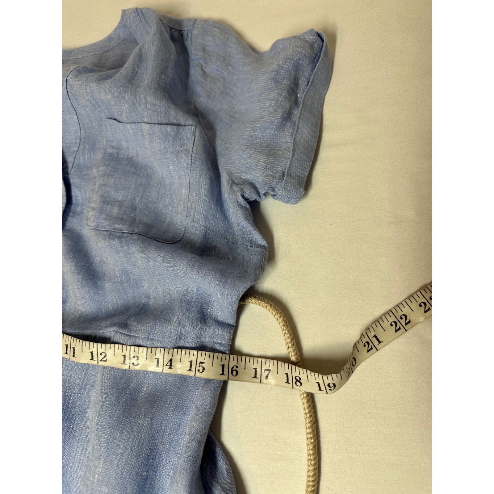 Talbots Blue 100% Linen Button Front Midi Shirtdress with Rope Belt Size 6 NWT