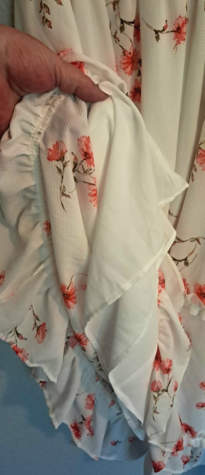 CeCe Medium White & Pink Floral , Ruffle Midi Dress Flutter Sleeves ,Linded 🌺