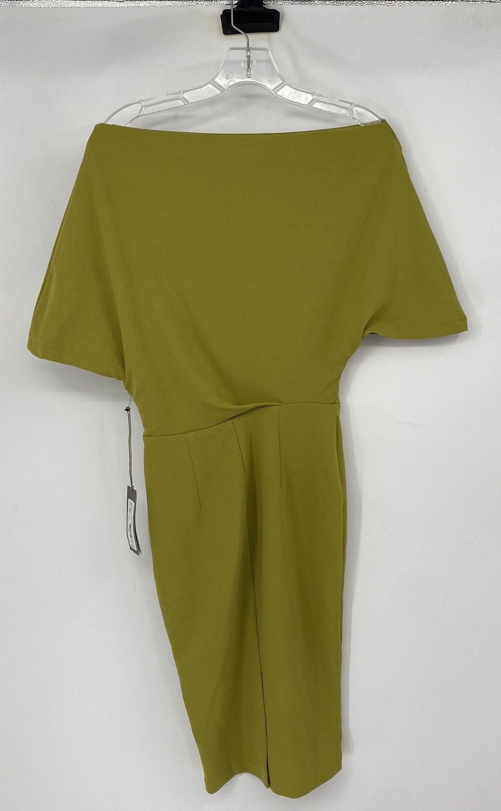 Eva-Mendes Womens Green Short Sleeve Boat Neck Stretch Sheath Dress Size XS