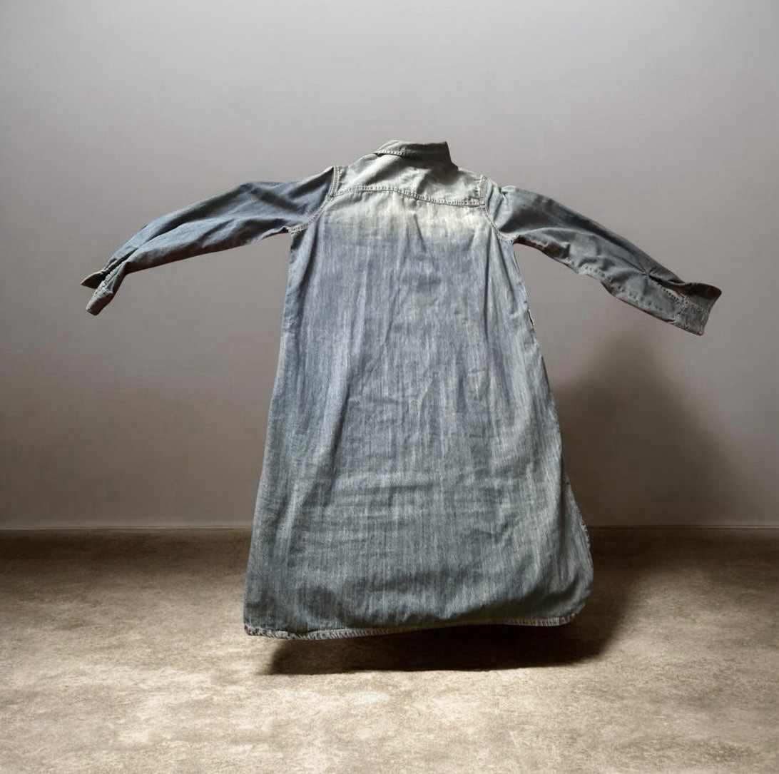 Route 66 Blue Denim Shirt Dress M Long Sleeve Collared Pockets Knee Length