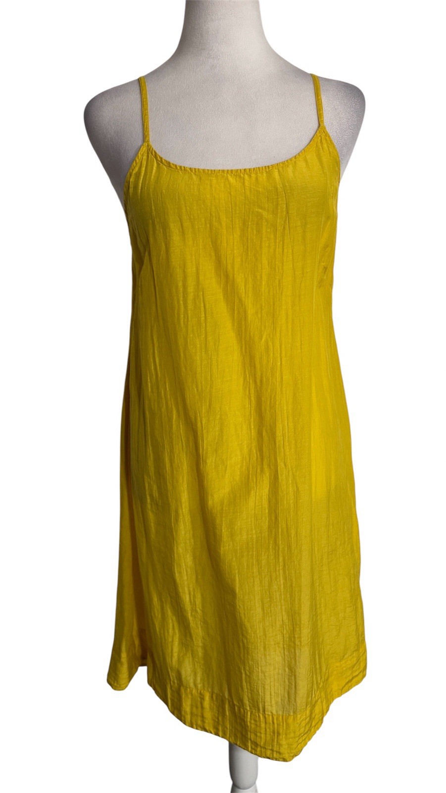 ANAVILA Bright Yellow SpaghettiStrap Slip Dress cotton silk