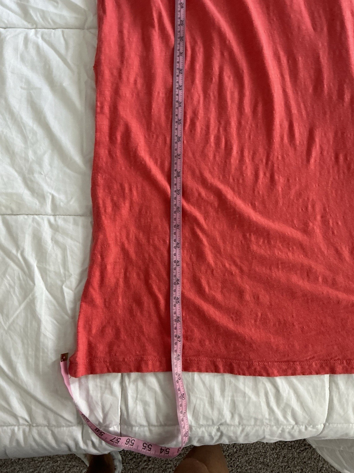 Z Supply Coral Cotton Knit Solid Round Neck Ruffle Side Slit Maxi Dress S