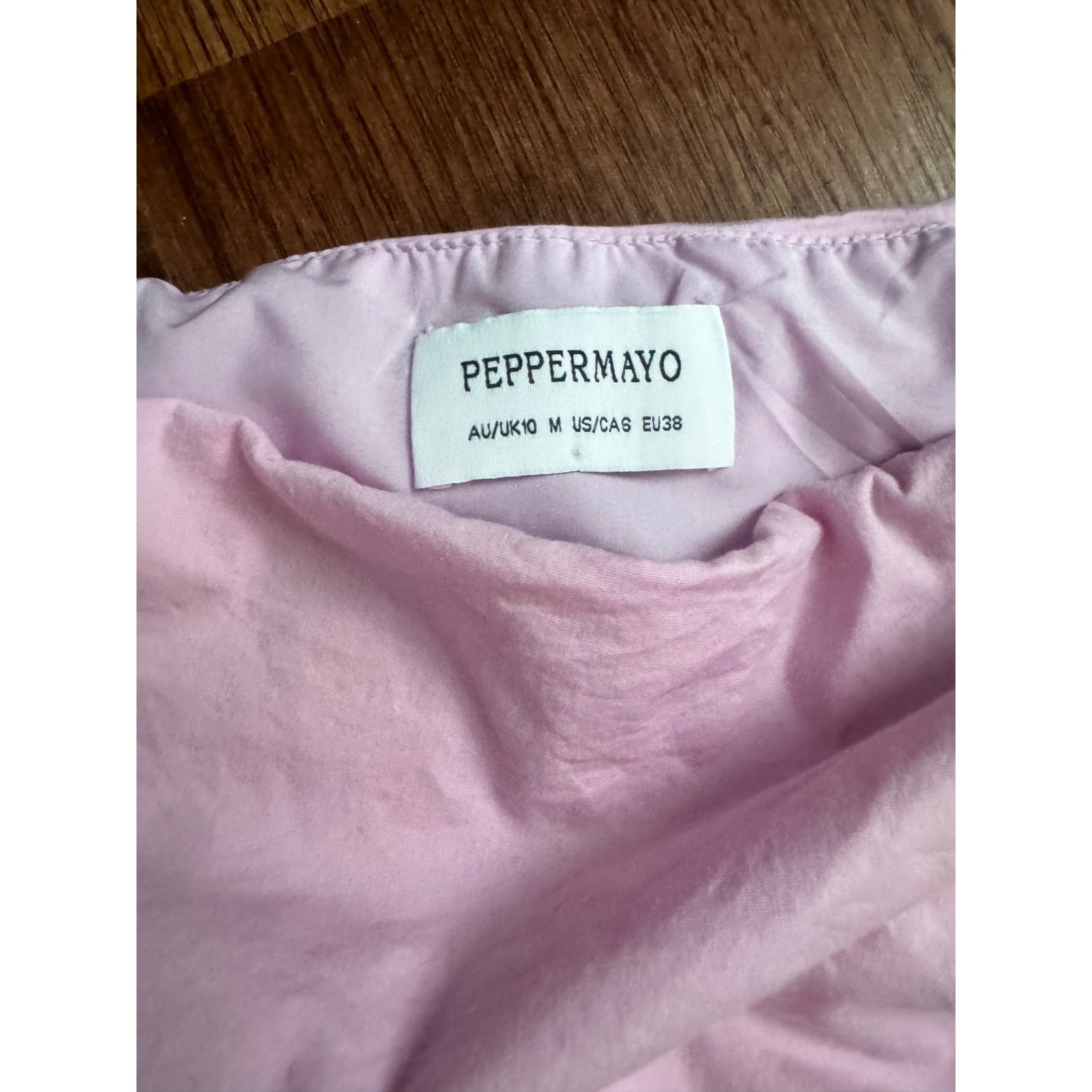 Peppermayo Pink Ruched Strapless Mini Dress Ruffle Hem Size US 6 M