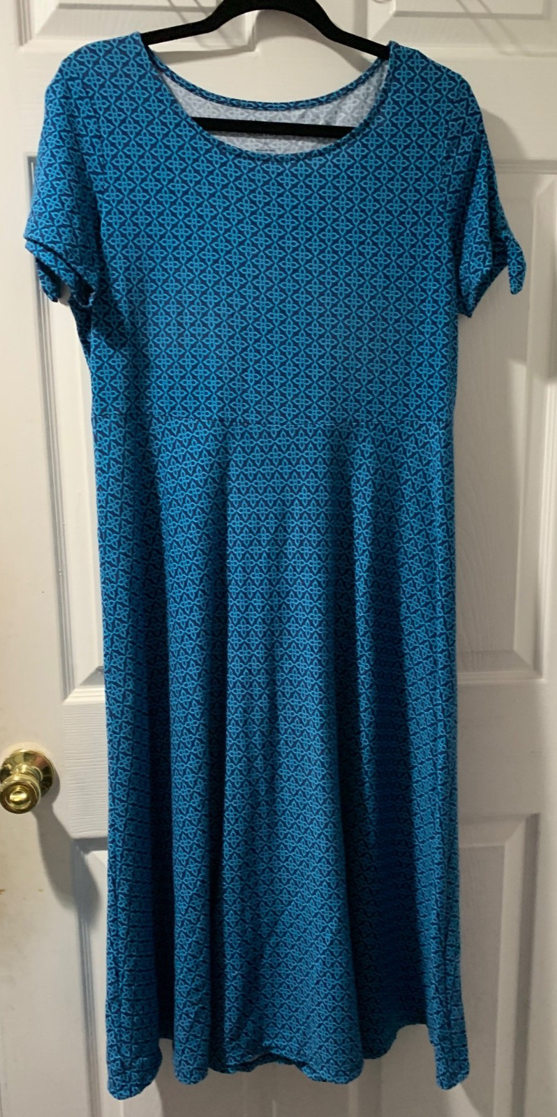 Croft & Barrow Blue Cotton Blend Short Sleeve Fit & Flare Dress Women’s M