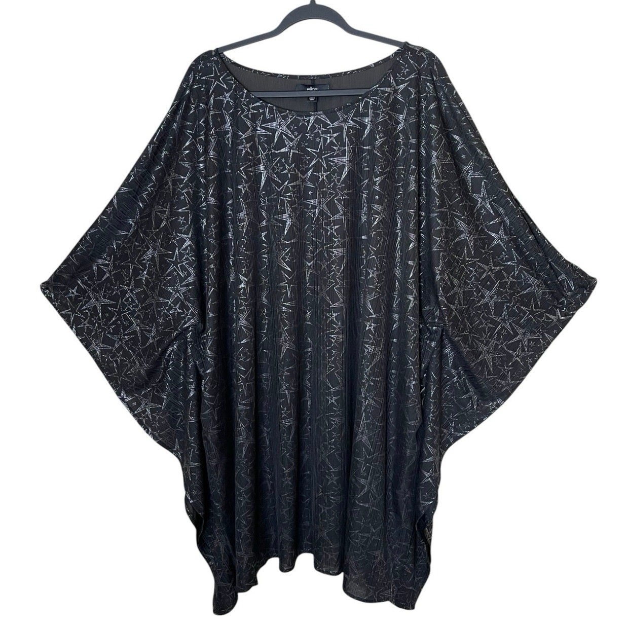 Celestial Metallic Stars Whimsigoth Witchy Poncho Kaftan Tunic Dress 3X