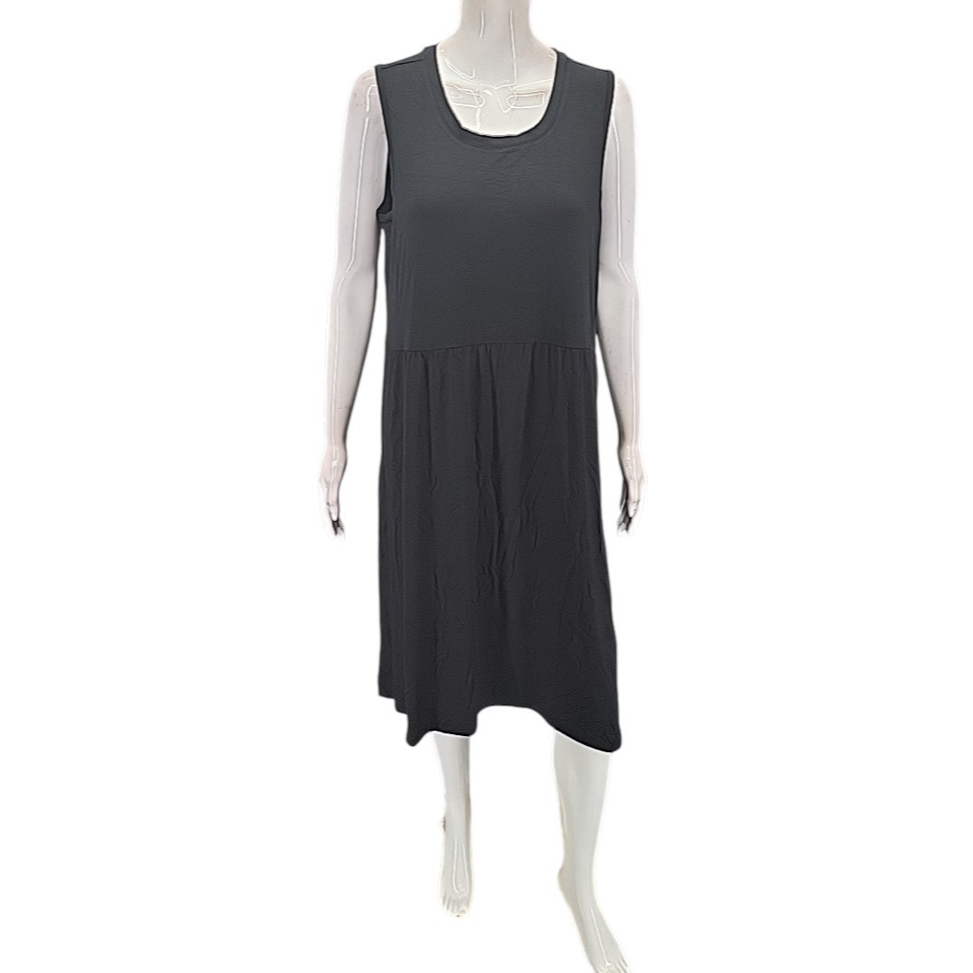LOGO by Lori Goldstein Womens Trendy Rayon 230 Everyday Dress Large Size Black
