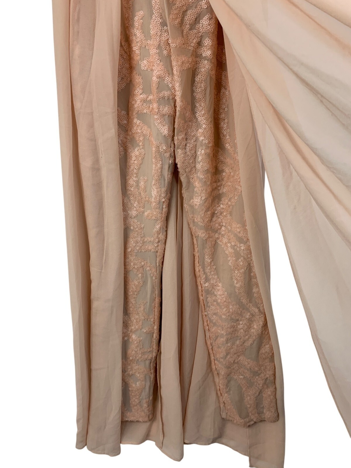 Formal Chiffon Overlay Strapless Jumpsuit Walk Thru Maxi Sz 4 NWT Bebe Prom